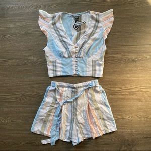Angie matching top and shorts